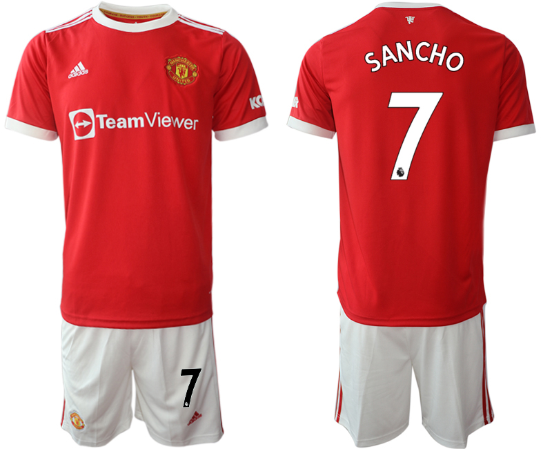 Men 2021-2022 Club Manchester United home red #7 Adidas Soccer Jersey2->manchester united jersey->Soccer Club Jersey